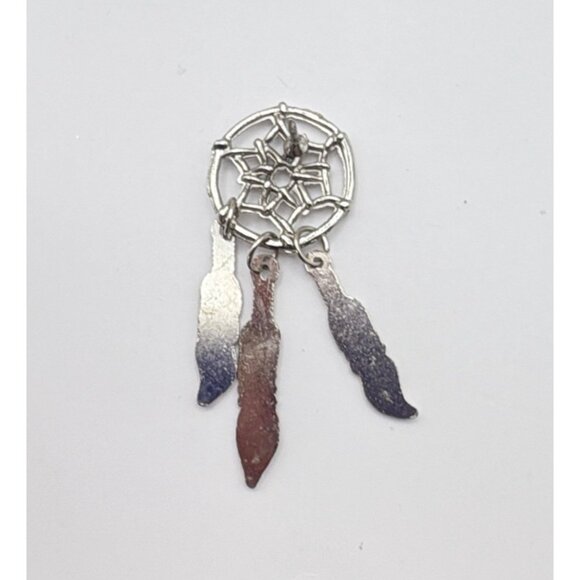 Dreamcatcher with Dangling Feathers Brooch Pin Silver Tone Fashion Jewelry - Picture 2 of 6